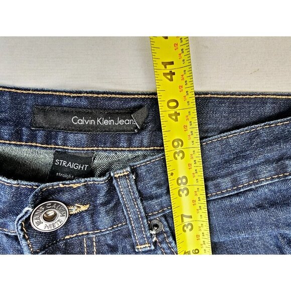 Calvin Klein Size 30X30 Mens Straight Cut Egyptian Cotton Blue Denim Logo Jeans - Picture 11 of 12